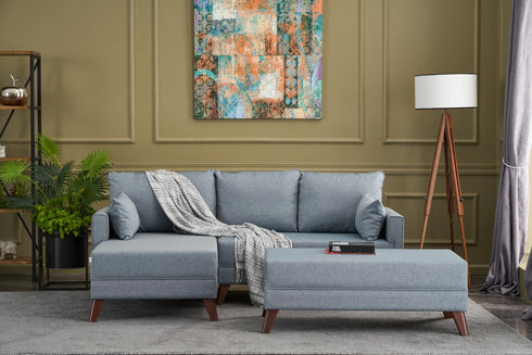 Rohová rozkládací sedací souprava s podnožkou Zanaya