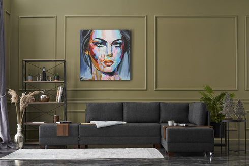 Rohová rozkládací sedací souprava s podnožkou Anna