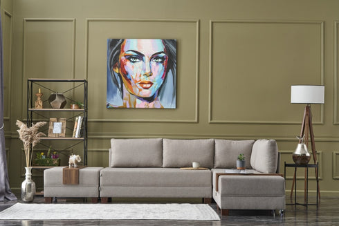 Rohová rozkládací sedací souprava s podnožkou Anna