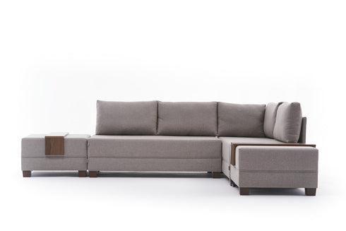 Rohová rozkládací sedací souprava s podnožkou Anna