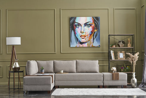 Rohová rozkládací sedací souprava s podnožkou Anna