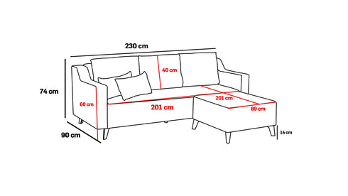 Rohová rozkládací sedací souprava s podnožkou Valza