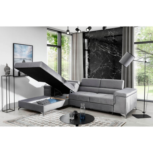 Rohová rozkládací sedací souprava do L EMINE