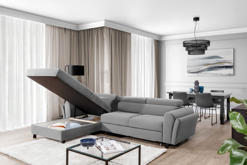 Rohová rozkládací sedací souprava do L JUTTA